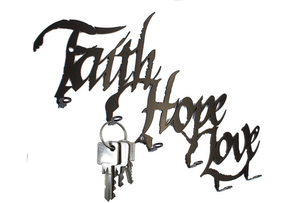 Wall Key Holder “Peace, Faith, Love” 