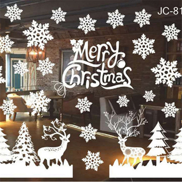 Warm Christmas Snowflake Window Sticker Winter Wall Stickers Kids Room