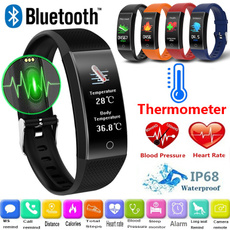 Fitness Tracker Smart Watch with Temperature Measurement Function  ,Blood Pressure Blood Heart Rate Sleep Monitor Smart Bracelet, IP68 Waterproof Sport Running Step Counter Sedentary Reminder Pedometer Activity Tracker Smartband