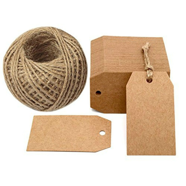 100 rustic Brown 85lb card stock gift tags with string unstrung price tags 