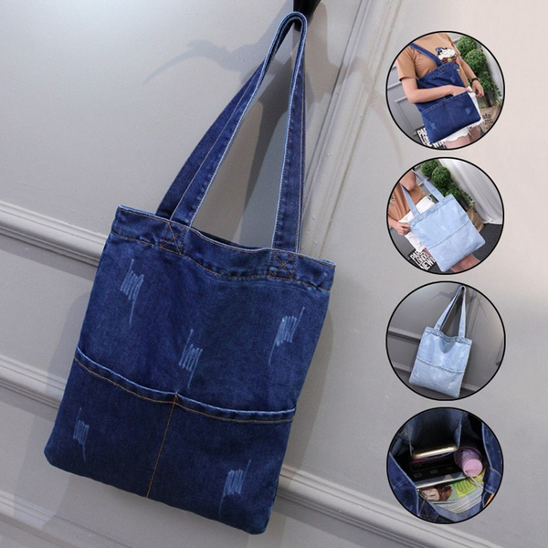 Washed Denim Women's Shoulder Handbag 