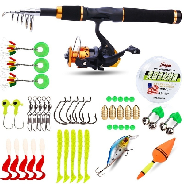 Telescopic Fishing Rod and Reel Combos with Fishing Reel and String with Fishing  Line Fishing Combo Set