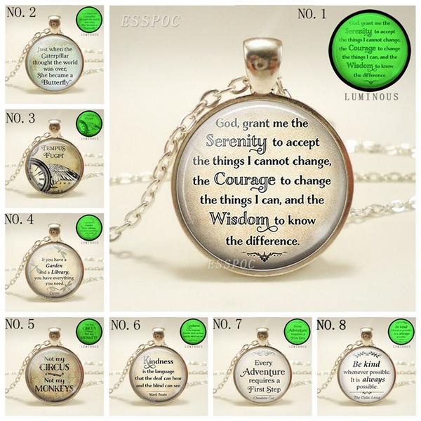 Serenity Prayer Quotes Luminous Pendant Glass Cabochon Glow In The Dark ...