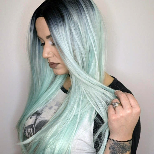 mint green ombre wig