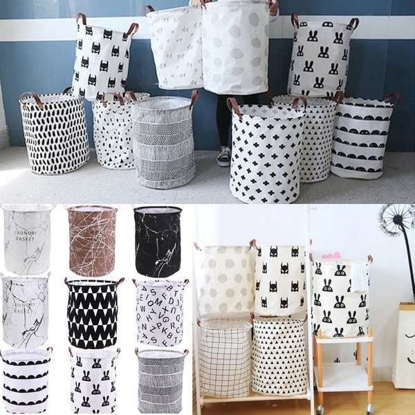 25 Types Portable Canvas Clothes Storage Barrel Kids Bedroom Toys Holder Laundry Organizer