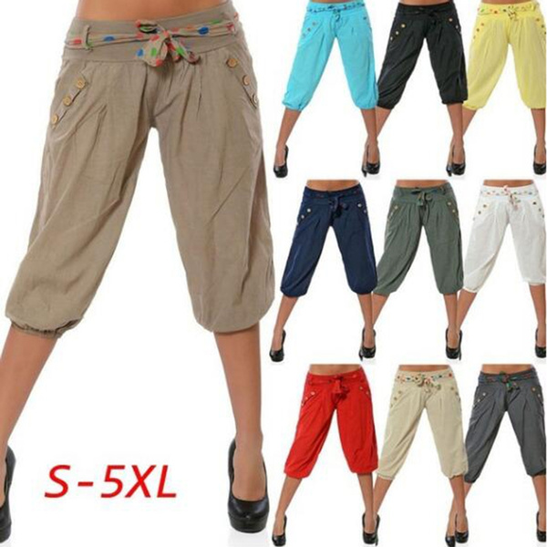Women's Fashion Casual 3/4 Pant Loose Baggy Harem Pants Trousers
