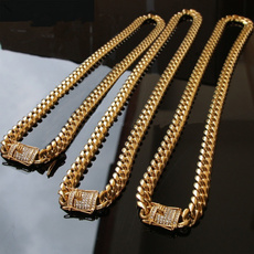 Steel, goldplated, Chain Necklace, hip hop jewelry