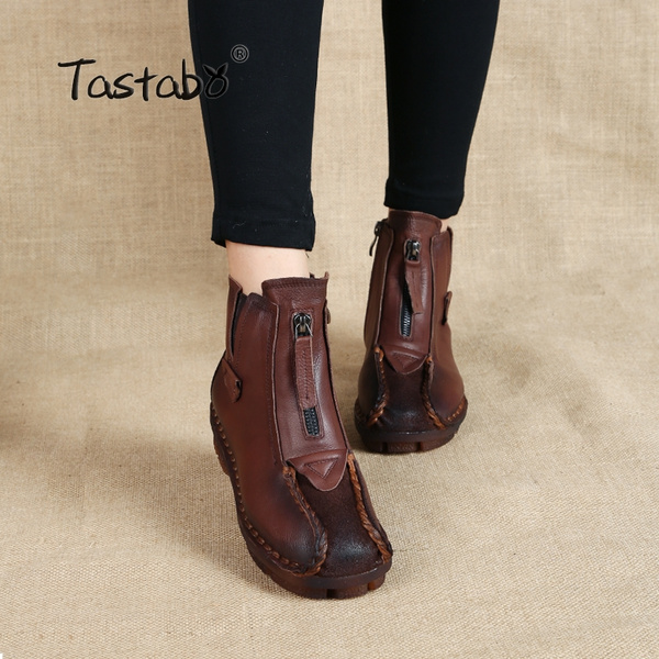 Ladies genuine outlet leather ankle boots