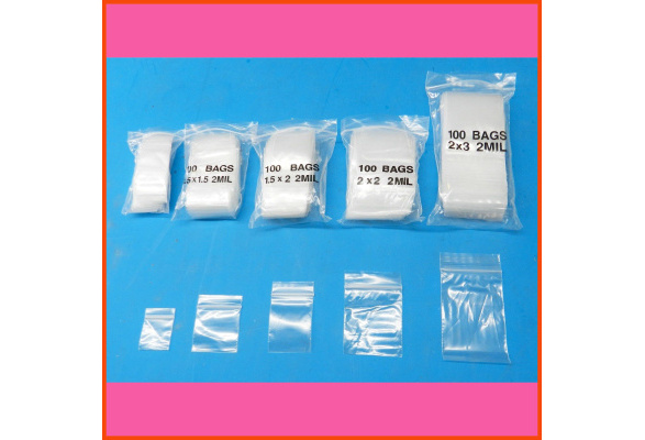 500 Assorted Ziplock Bags 5 Sizes Clear 2mil 1x1 1-1/2x1-1/2 1-1/2X2 2x2 2x3