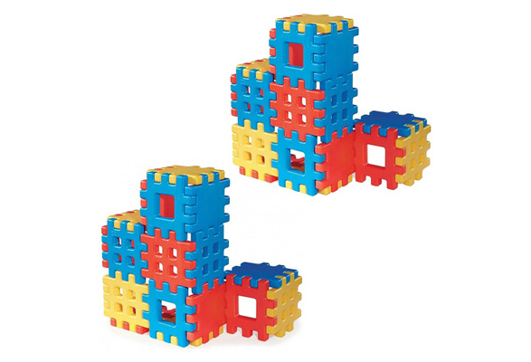 Little Tikes Big Waffle 18 Piece Kids Construction Building Block Set 2 Pack Wish