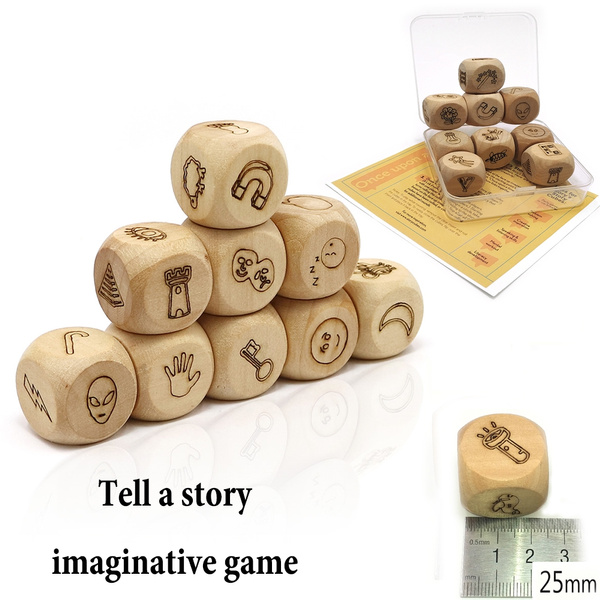 Story Dice Game Look Picture Telling Story With Metal Box For Family Fun * 