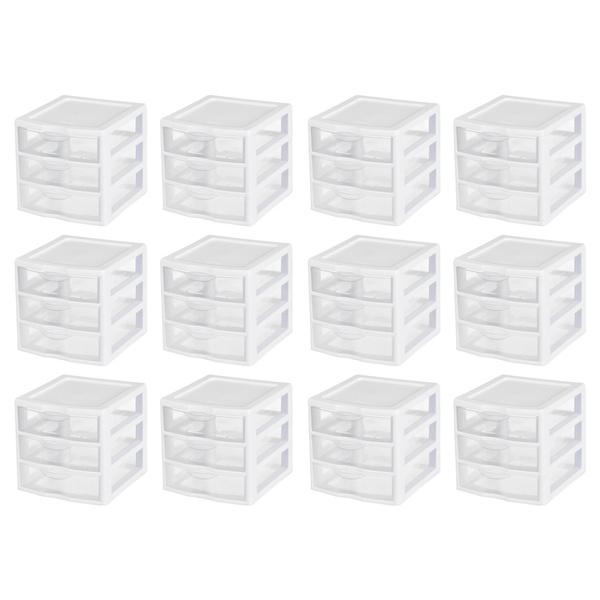 Sterilite ClearView Plastic Small 3 Drawer Desktop Storage Unit