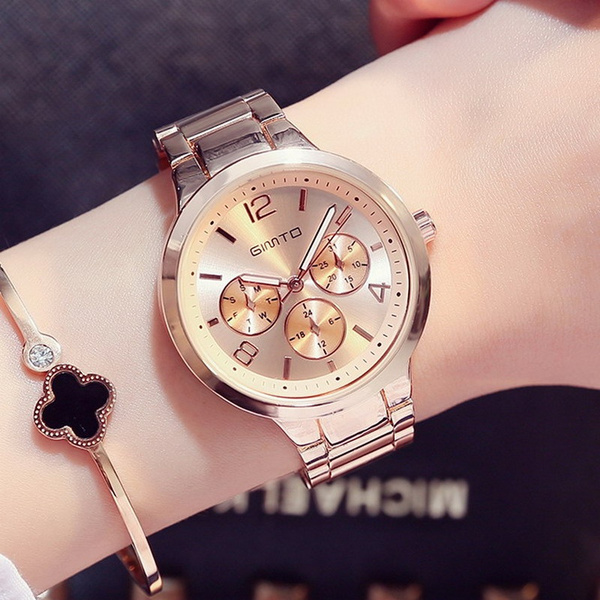 GIMTO Small Brand Rose Gold Women Watch Steel Luxury Ladies Watch