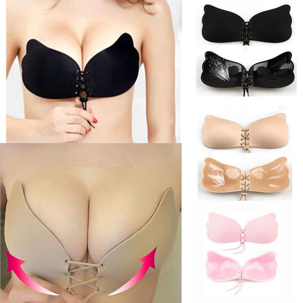Strapless Pushup Bra for Women Silicone Backless Bras, Self Adhesive  Drawstring 