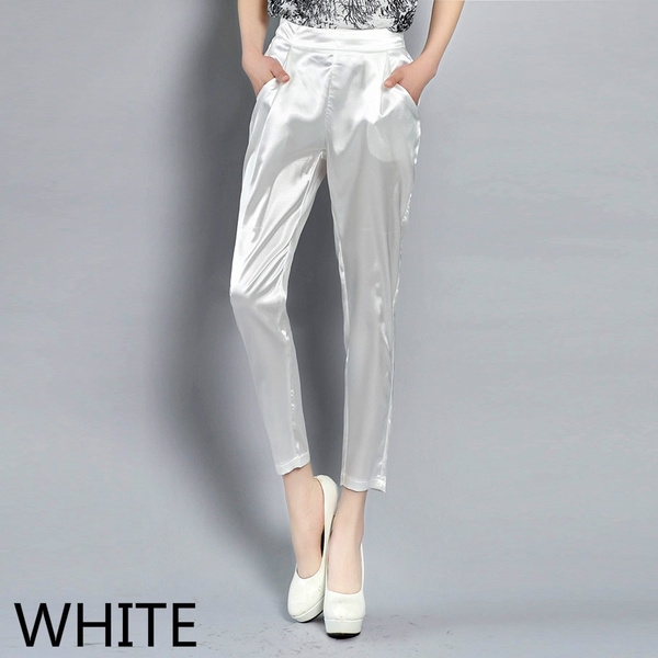 Women Satin Harem Trousers Faux Silk 