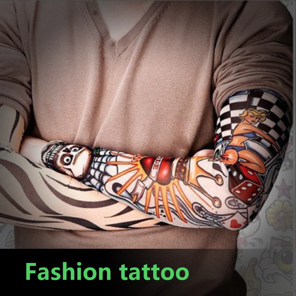 Temporary Tattoo Sleeve Nylon Arm Stocking Skull Halloween Mens Womens Kids  UK | eBay