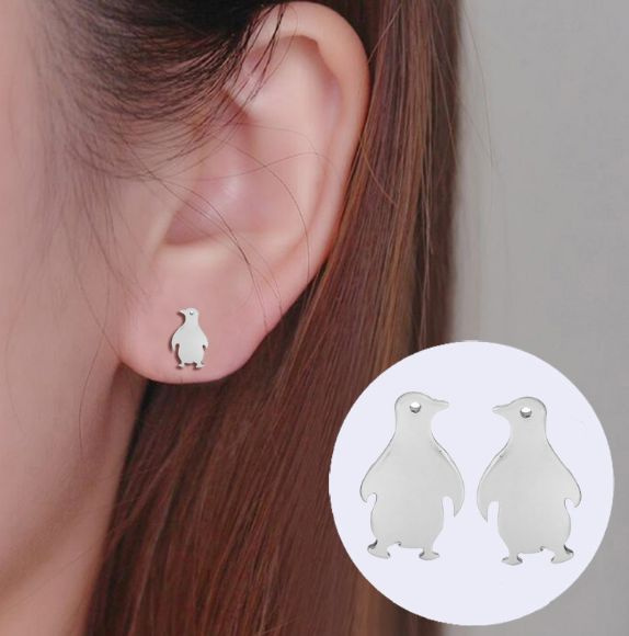 penguin stud earrings