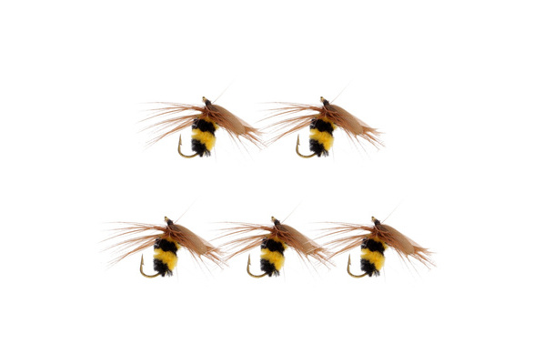 5Pcs Artificial Insect Baits Bumble Bee Fly Trout Fishing Flies Bionic Bee