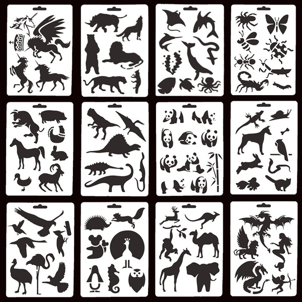 12pcs/set Animal Dinosaur Panda Plastic Planner Stencils Drawing Template For Bullet Journal Notebook/Diary/Scrapbooking/Painting/Drawing craft | Wish 12pcs/set Animal Dinosaur Panda Plastic Planner Stencils Drawing Template For Bullet Journal Notebook/Diary/Scrapbooking/Painting/Drawing craft | Wish