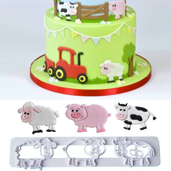 Cute Farm Animal Fondant Icing Cookie Cutter Cake Mold Cow Pig Sheep Tool  Baking | Wish