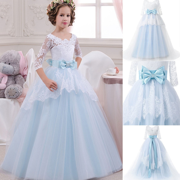 Girls Lace Wedding Bridesmaid Dress Pageant Birthday Evening Prom Party  Gowns | eBay