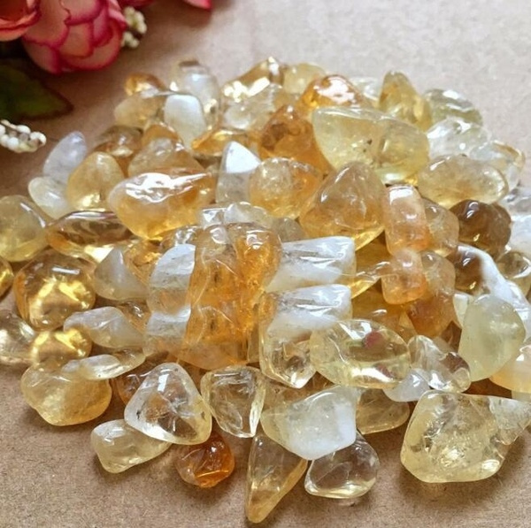 50g Natural Citrine Yellow Quartz Crystal Stone 4 6mm Rock Polished Gravel Wish
