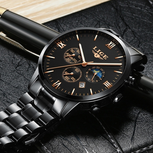 Full black discount watches for mens