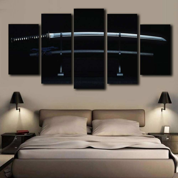 Minimalism Black And White Japanese Samurai Katana Sword Wall Art ...