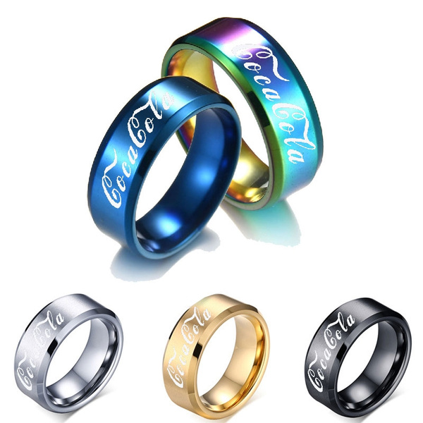 Søgemaskine optimering afskaffe Understrege Fashion Jewelry Coca Cola Steel Rings for Men women Black Gold blue Plated  Stainless Steel Ring | Wish
