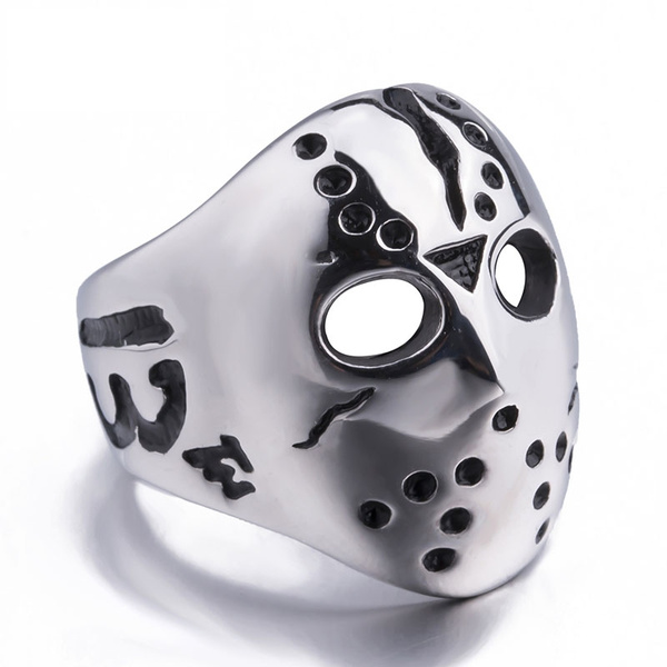 316L Stainless Steel Friday the 13th Jason Voorhees Hockey mask biker movie ring 
