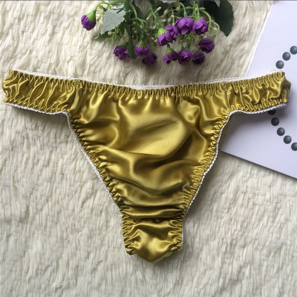 Men Ruffle Briefs Underpants Faux Silk Satin Beach Bikini Swimwear Knickers New