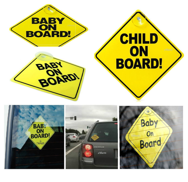 Baby Child On Board Sign with Suction Cup Vehicle Safety Car Sign 
