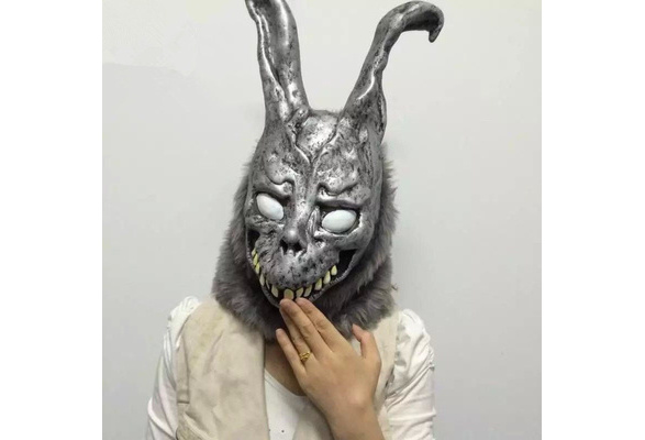 Donnie Darko FRANK Rabbit Mask Halloween the Bunny Latex Hood with Fur Mask US 