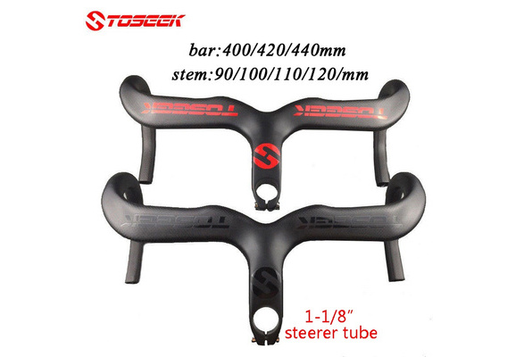 TOSEEK Carbon Road Bike Racing Drop Integrated Bar Stem Handlebar 400/420/440mm 