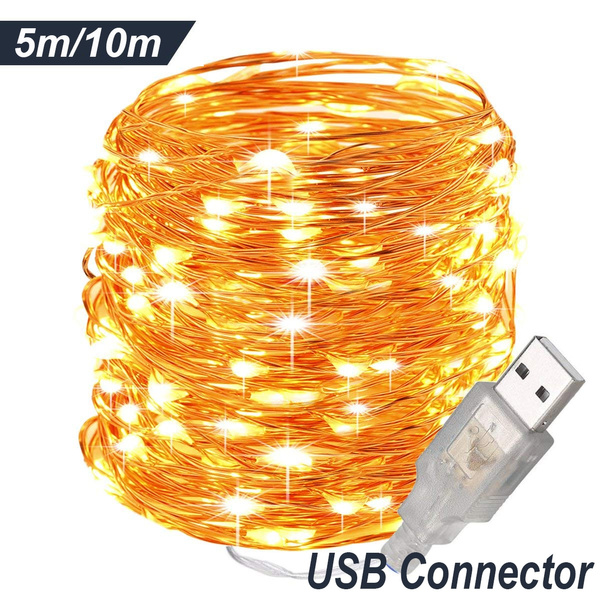 LED String Copper Wire Fairy Lights Battery USB 12V Xmas Party Fairy Decor Lamp 