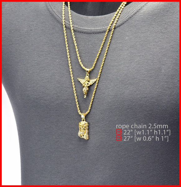 Gold rope chain store with angel pendant