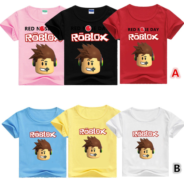 Simyjoy Children Roblox T Shirt Kids Games Red Nose Day Tee Cute Cartoon Outdoor Shirt Breathable Top 100 Cotton 6 Colors For Boys Girls Teens Wish - roblox t shirt for kids