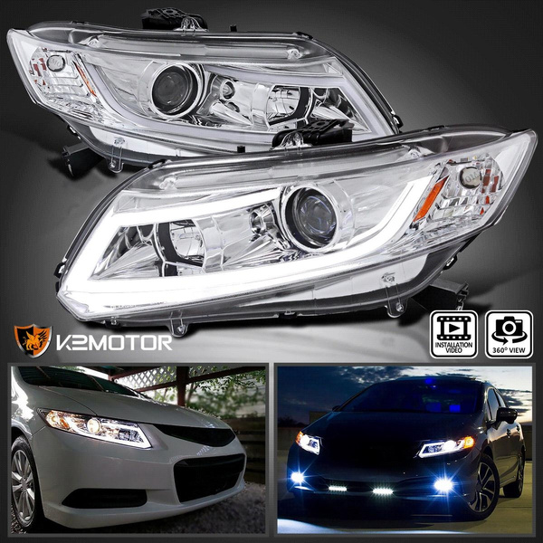 baggrund Kommerciel måtte Clear Fits 2012-2015 Honda Civic LED Strip Bar Projector Headlights L+R  12-15 | Wish
