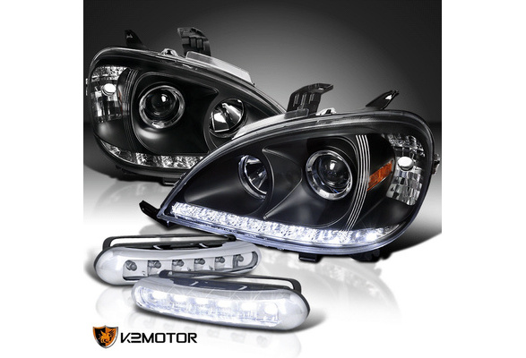 98-01 Benz W163 ML Class Black Projector Headlights w/ 6-LED Fog