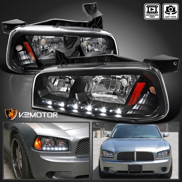 Black 2006-2010 Dodge Charger LED DRL Headlights W/Built In Corner - Foto 10