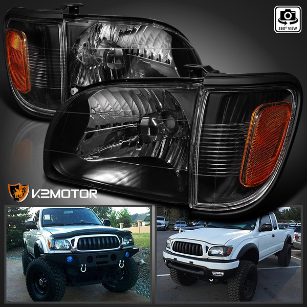 Fits 2001-2004 Toyota Tacoma Black Headlights+Signal Corner