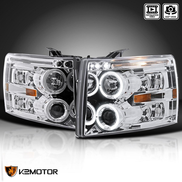 Spec-D Tuning LED Strip Projector Headlights For 2007-2013 GMC Sierra 1500/2500/3500HD