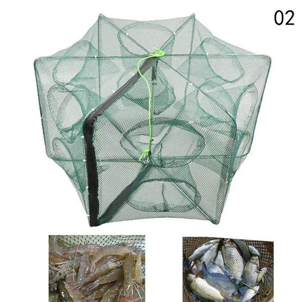 12 Holes Folded Portable Hexagon Fishing Net Network Casting Crayfish  Catcher Fish Trap Shrimp Catcher Tank Cages Mesh Nets China