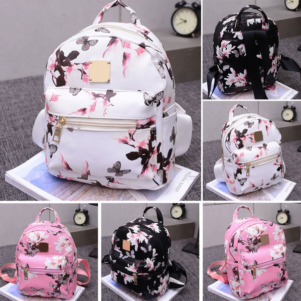 Ladies Floral Backpack Travel Leather Handbag Rucksack Shoulder School Bag