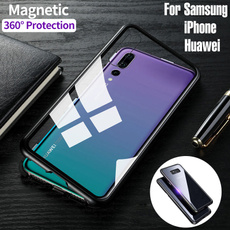 Luxury Magnetic Cover Case Metal Frame Clear Tempered Glass Back Cover Support Wireless Charging for Samsung Galaxy S9 S9 Plus S8 S8 Plus S7 S7 edge Note 8 iPhone X 8 8 Plus 7 7 Plus 6 6S Plus Huawei P20 Pro P20