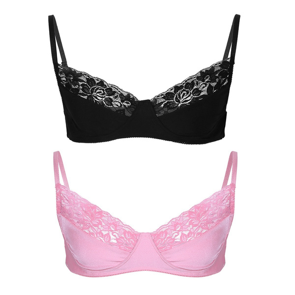 Training Bra for Men Smooth Fabric and Lace Wire-free Bra Top Cross Dresser  with Adjustable Shoulder Straps