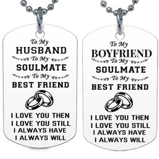 Fashion Couple Necklace Jewelry Boyfriend and Girlfriend My Soulmate I Love You Dog Tag Necklaces for Women Gifts for Lovers Boyfriend Husband