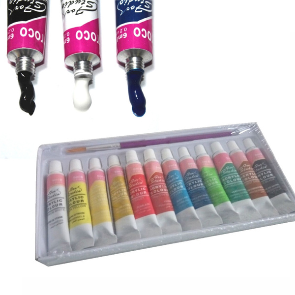 Acrylic Paints Set Fabric Paint 12 Colors Hand Painted Wall Painting  Textile Paint Brightly Colored Art Supplies