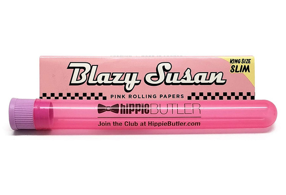 Blazy Susan Pink Rolling Papers King Size Slim with Hippie Butler XL Kewltube 