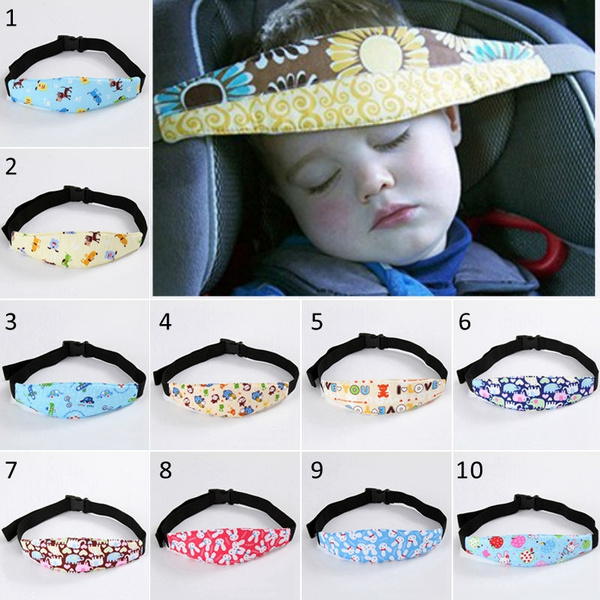 Pink Owl + Blue Car 2Pcs HEALLILY Baby Head Support Band Adjustable Head Band Fixing Strap for Baby Seat Strollers 2Pcs 